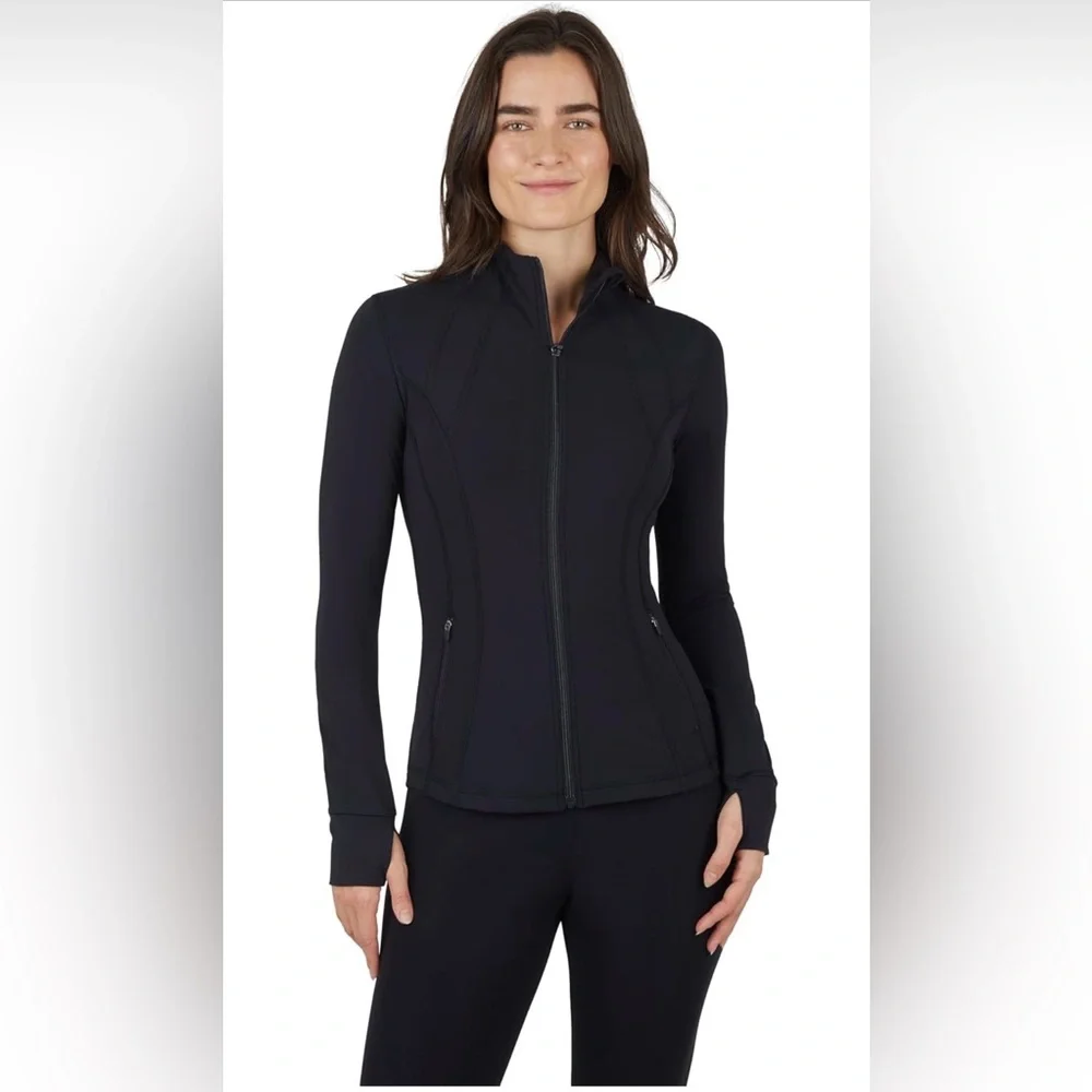 Yogalicious Womens Soft Lightweight Full Zip Yoga Jacket with Pockets SMALL 🖤 - Picture 2 of 8